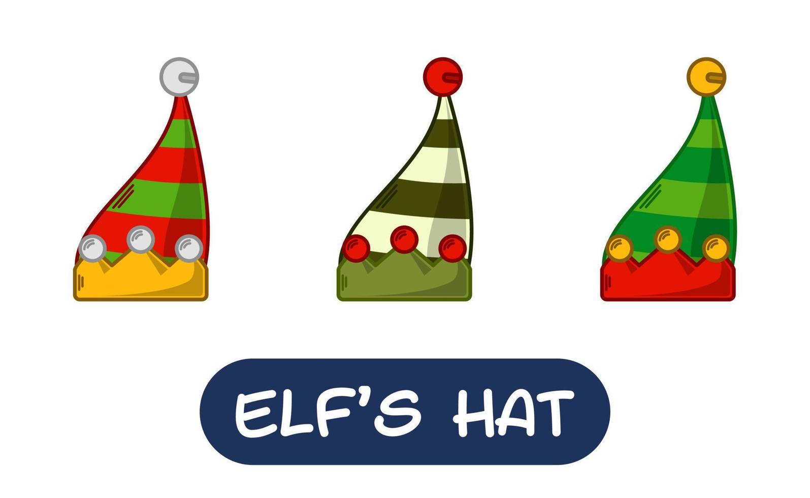 Cartoon Elf Hat Illustration. Set of Variation Colors. EPS 10 Vector