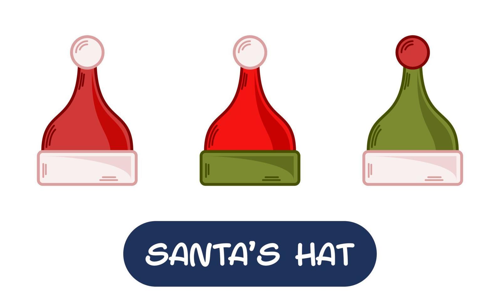 Cartoon Santa Hat Illustration. Set of Variation Colors. EPS 10 Vector