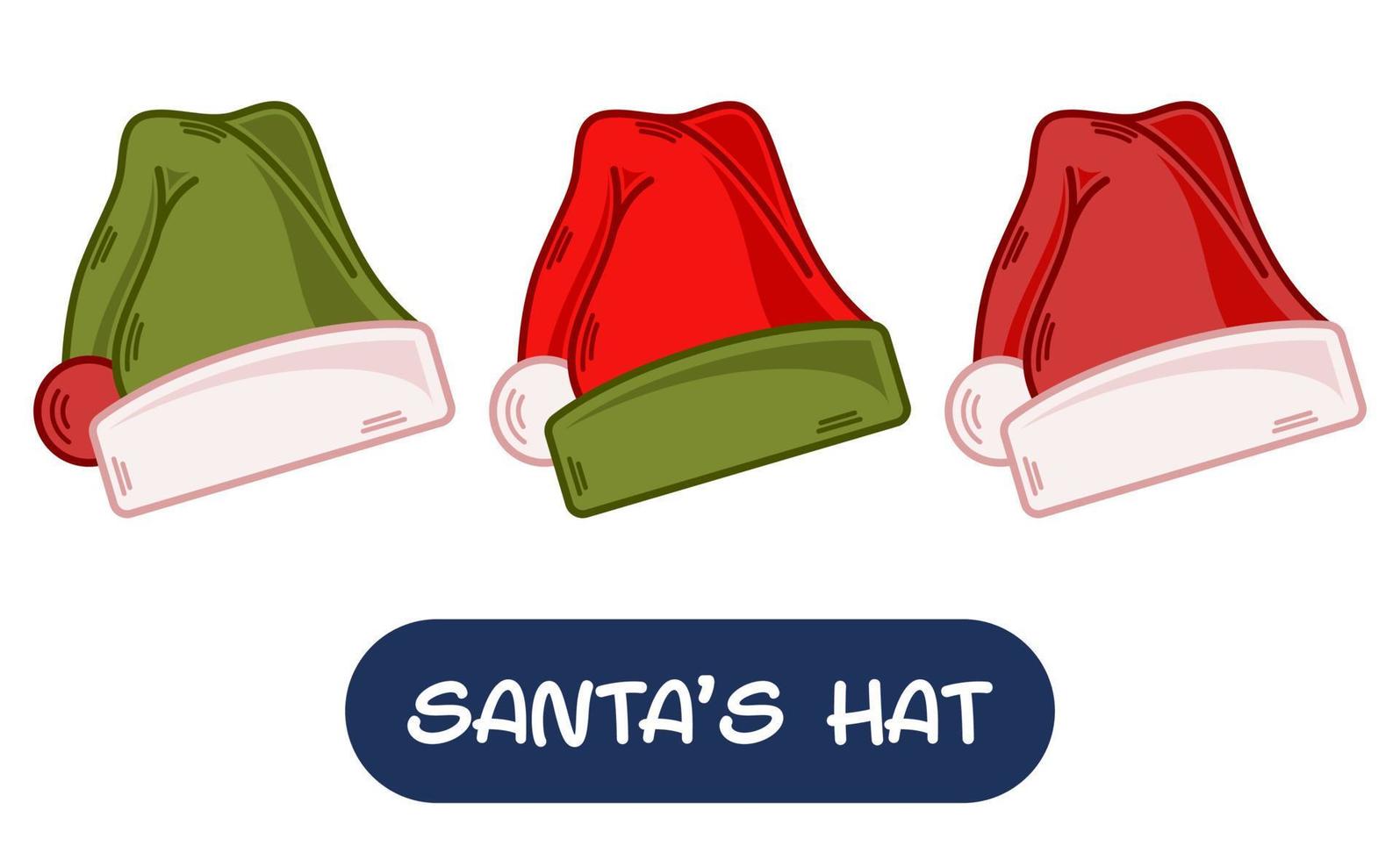 Cartoon Santa Hat Illustration. Set of Variation Colors. EPS 10 Vector