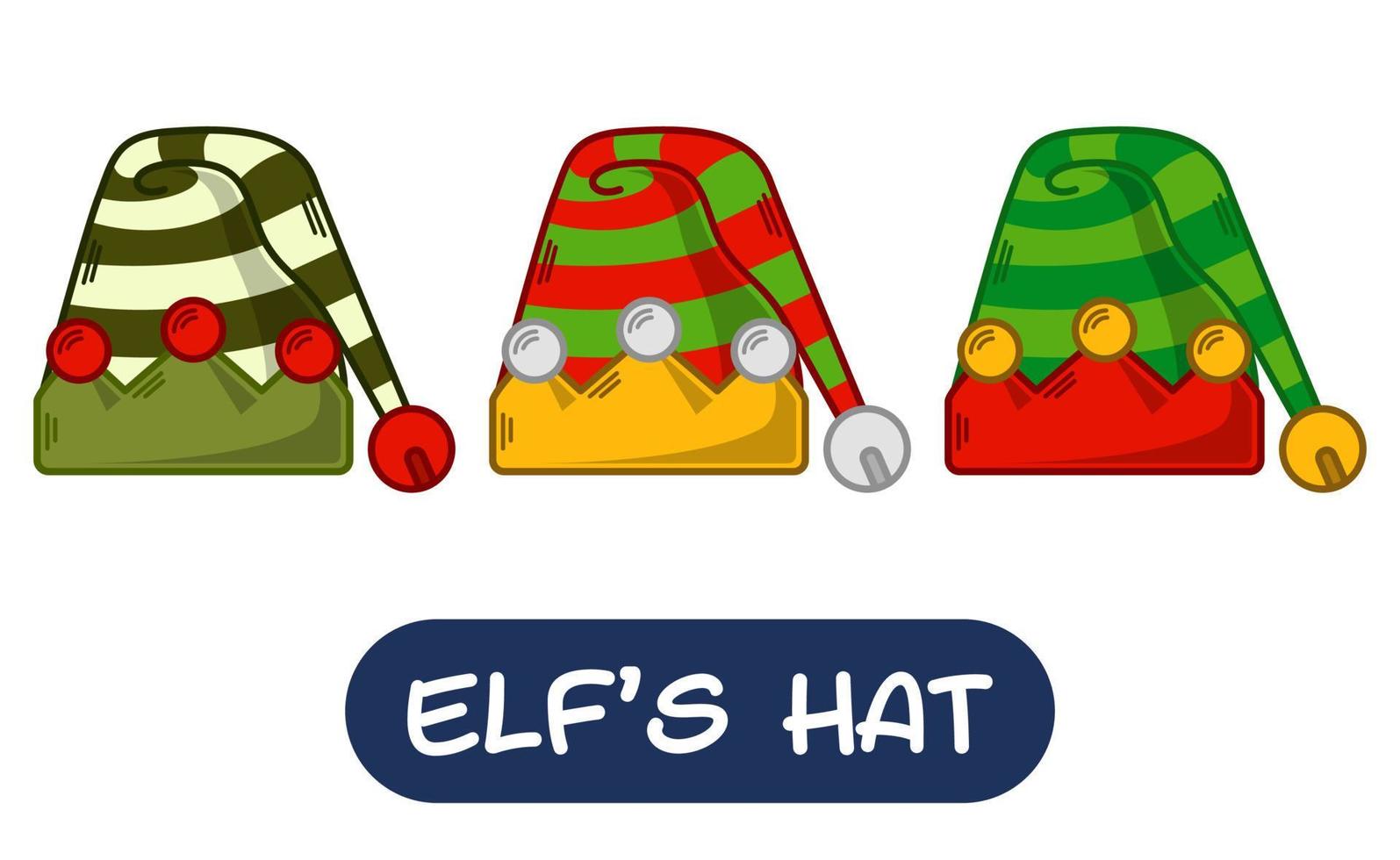 Cartoon Elf Hat Illustration. Set of Variation Colors. EPS 10 Vector