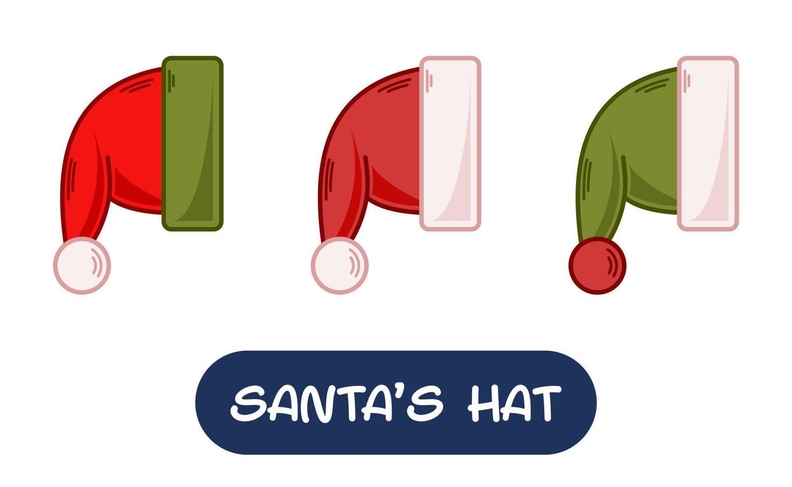 Cartoon Santa Hat Illustration. Set of Variation Colors. EPS 10 Vector