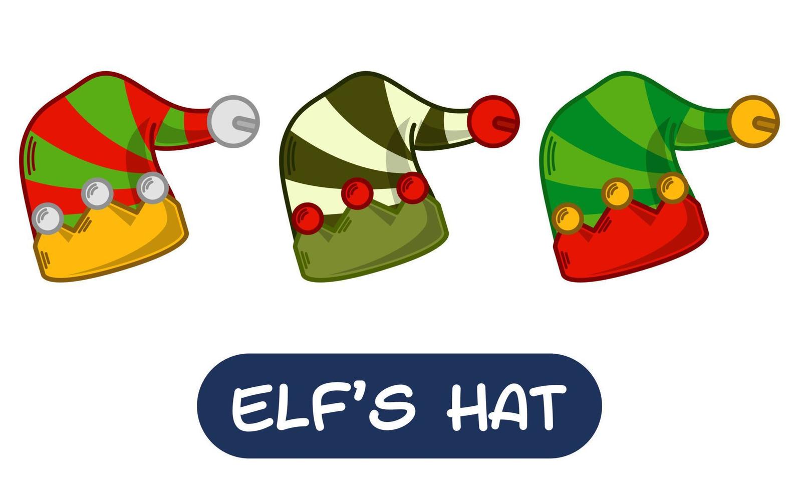 Cartoon Elf Hat Illustration. Set of Variation Colors. EPS 10 Vector