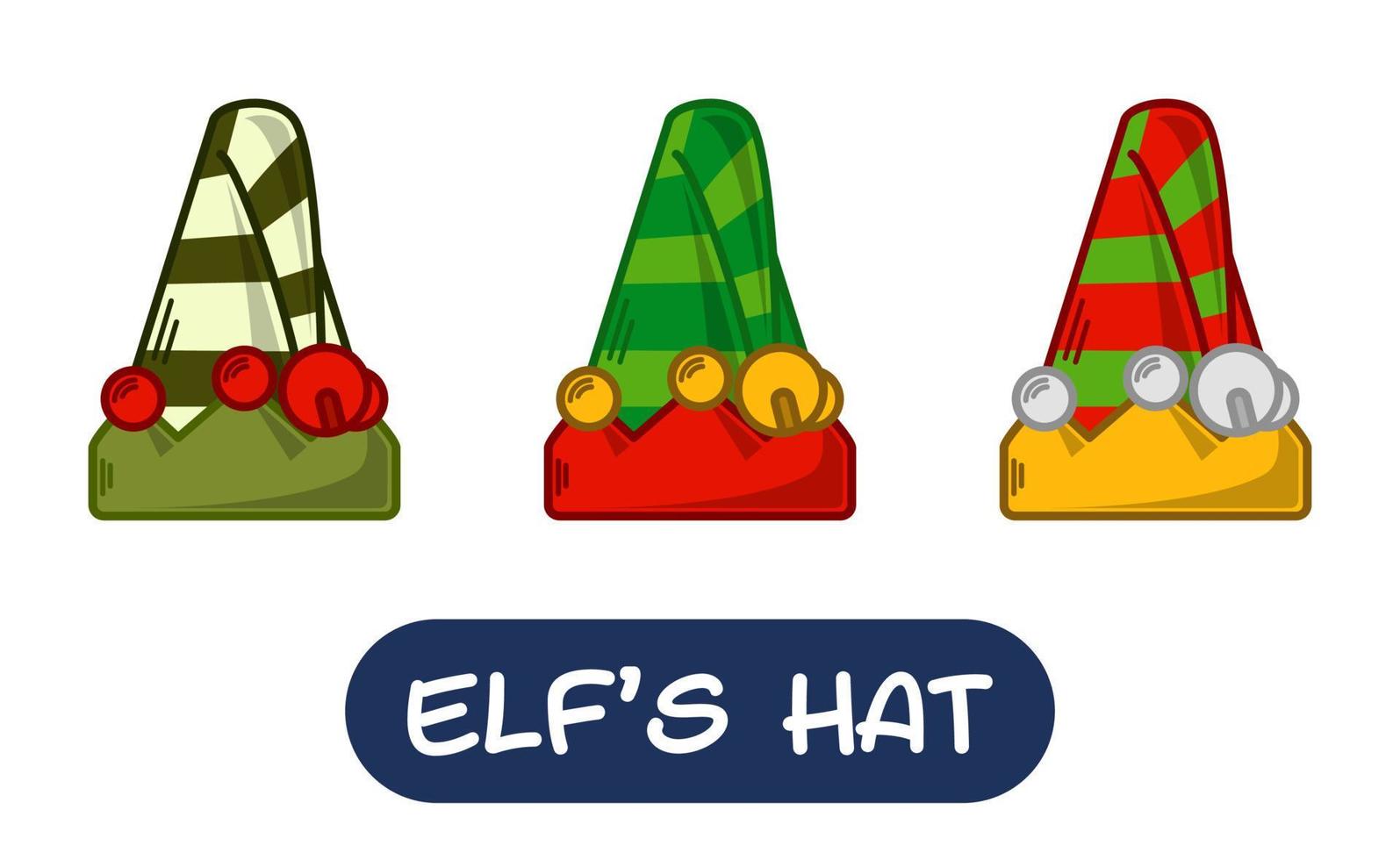 Cartoon Elf Hat Illustration. Set of Variation Colors. EPS 10 Vector