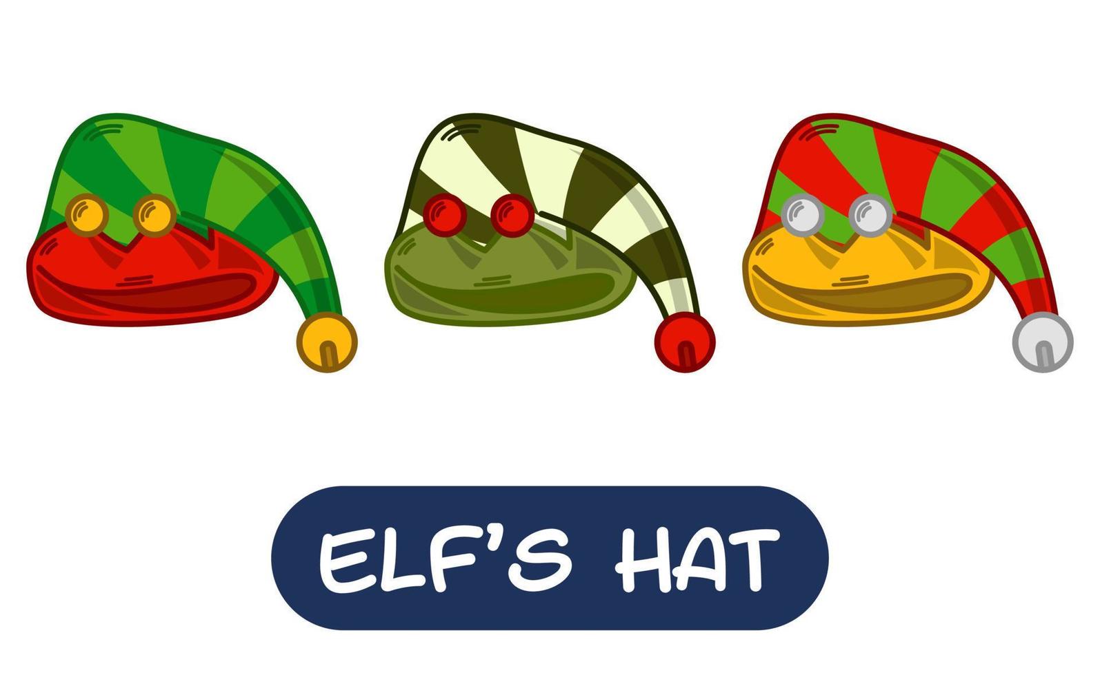 Cartoon Elf Hat Illustration. Set of Variation Colors. EPS 10 Vector