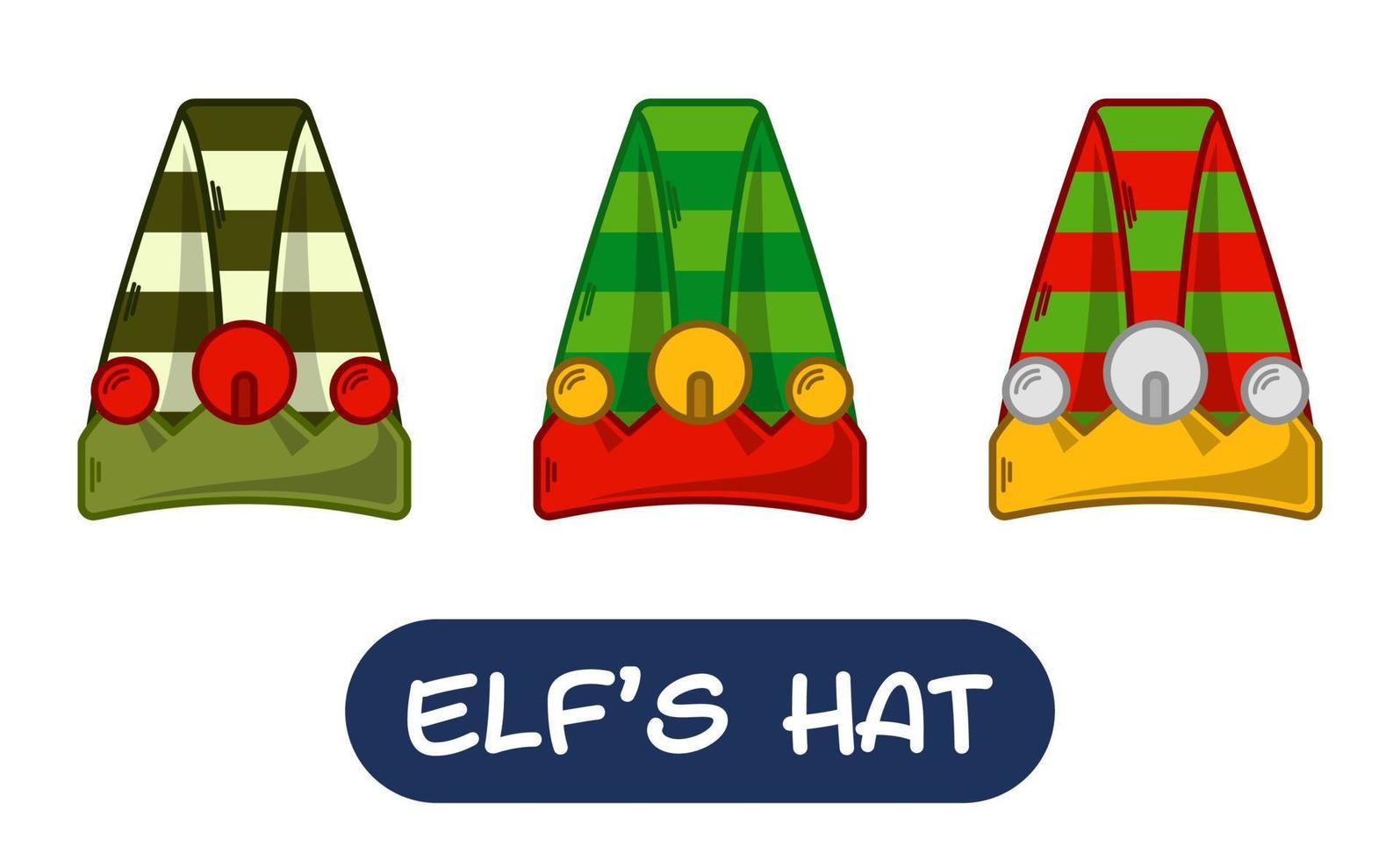 Cartoon Elf Hat Illustration. Set of Variation Colors. EPS 10 Vector