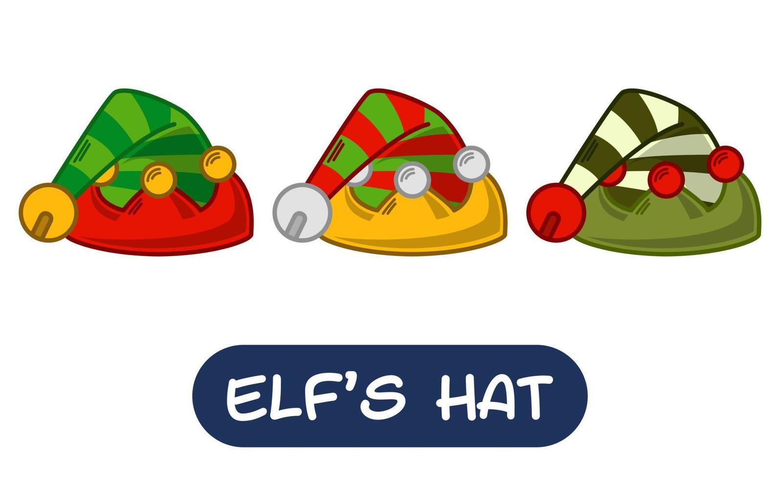 Cartoon Elf Hat Illustration. Set of Variation Colors. EPS 10 Vector