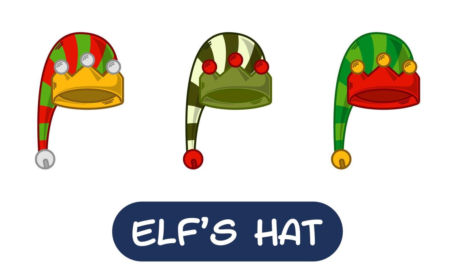 Cartoon Elf Hat Illustration. Set of Variation Colors. EPS 10 Vector