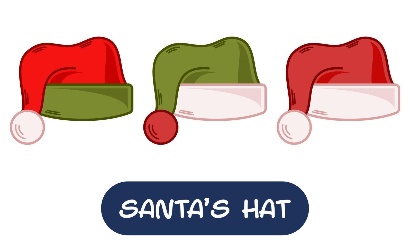 Cartoon Santa Hat Illustration. Set of Variation Colors. EPS 10 Vector