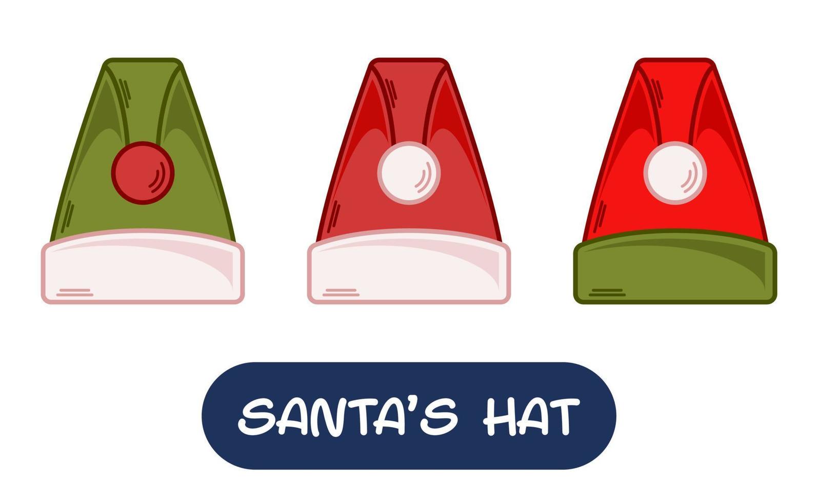 Cartoon Santa Hat Illustration. Set of Variation Colors. EPS 10 Vector