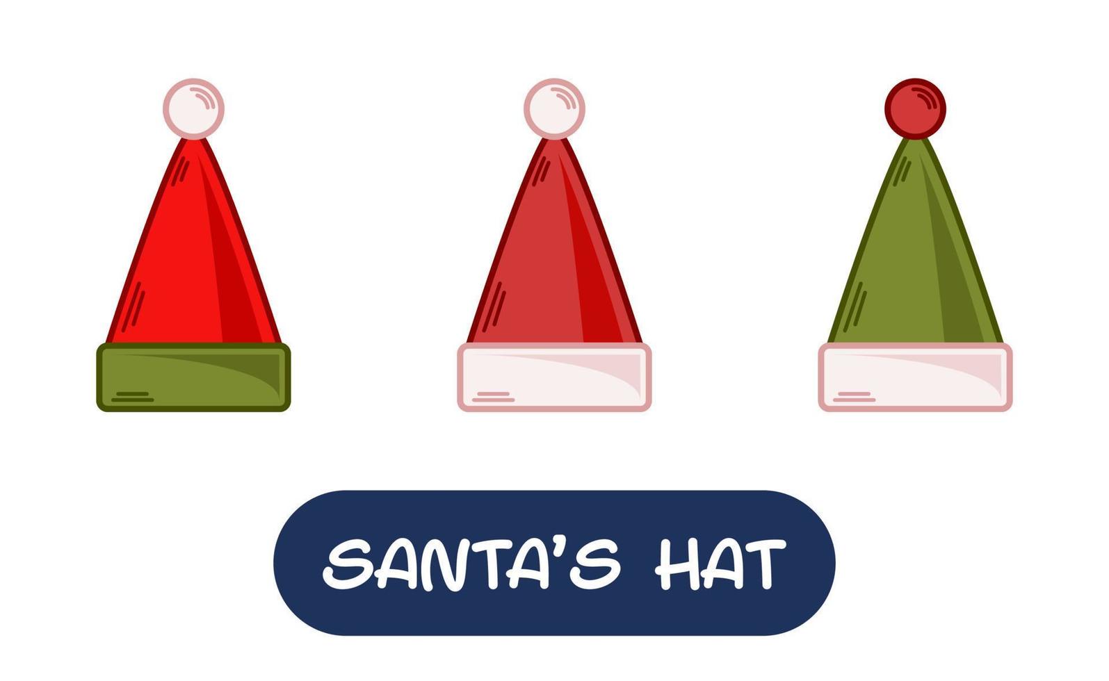Cartoon Santa Hat Illustration. Set of Variation Colors. EPS 10 Vector