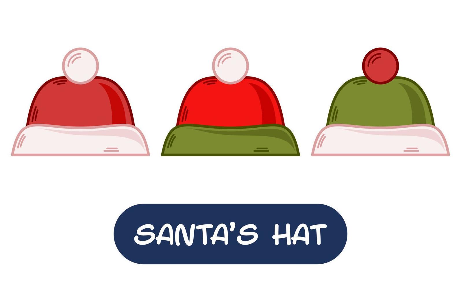 ilustración de sombrero de santa de dibujos animados. conjunto de colores de variación. 10 pasos vectoriales vector
