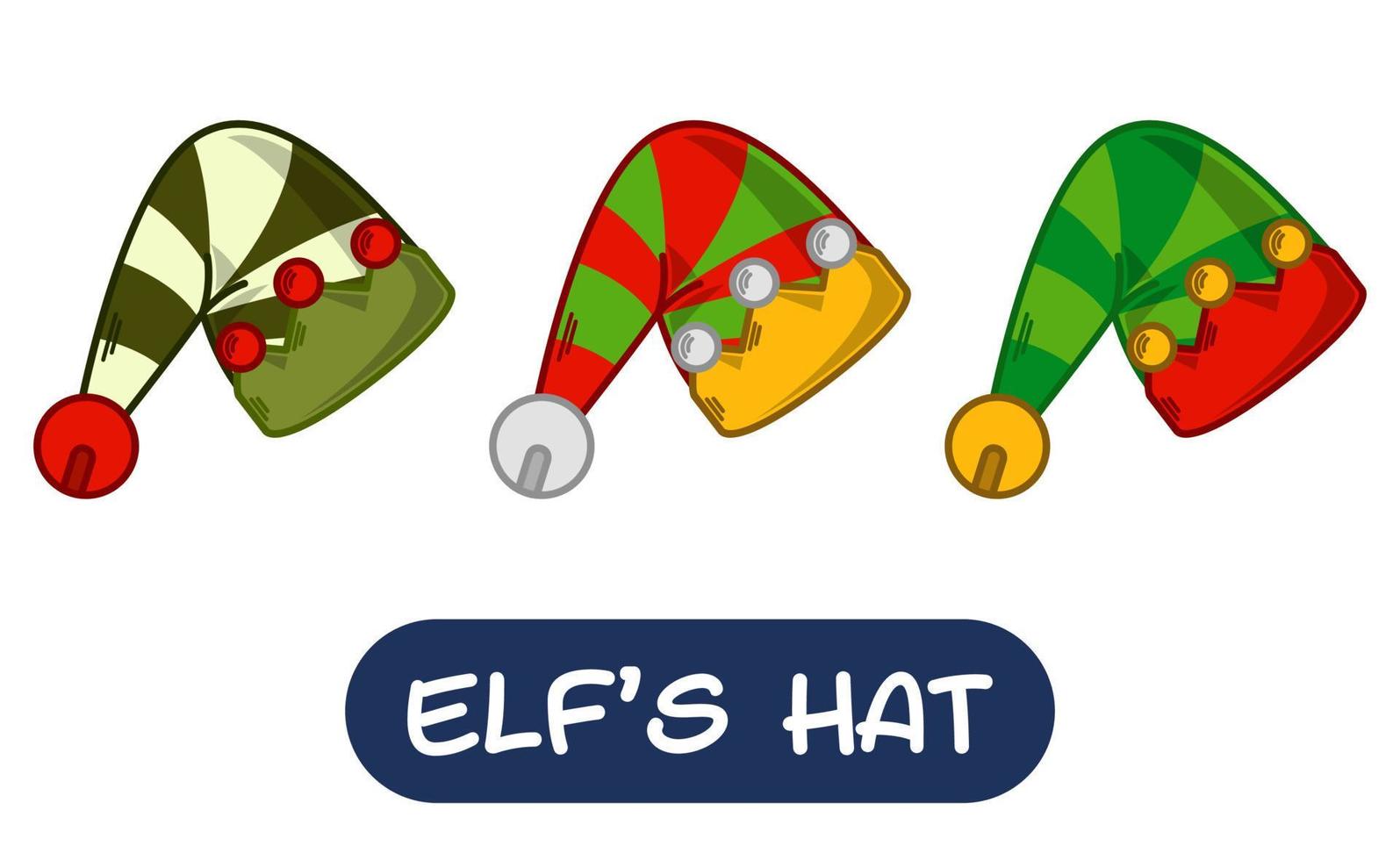 Cartoon Elf Hat Illustration. Set of Variation Colors. EPS 10 Vector