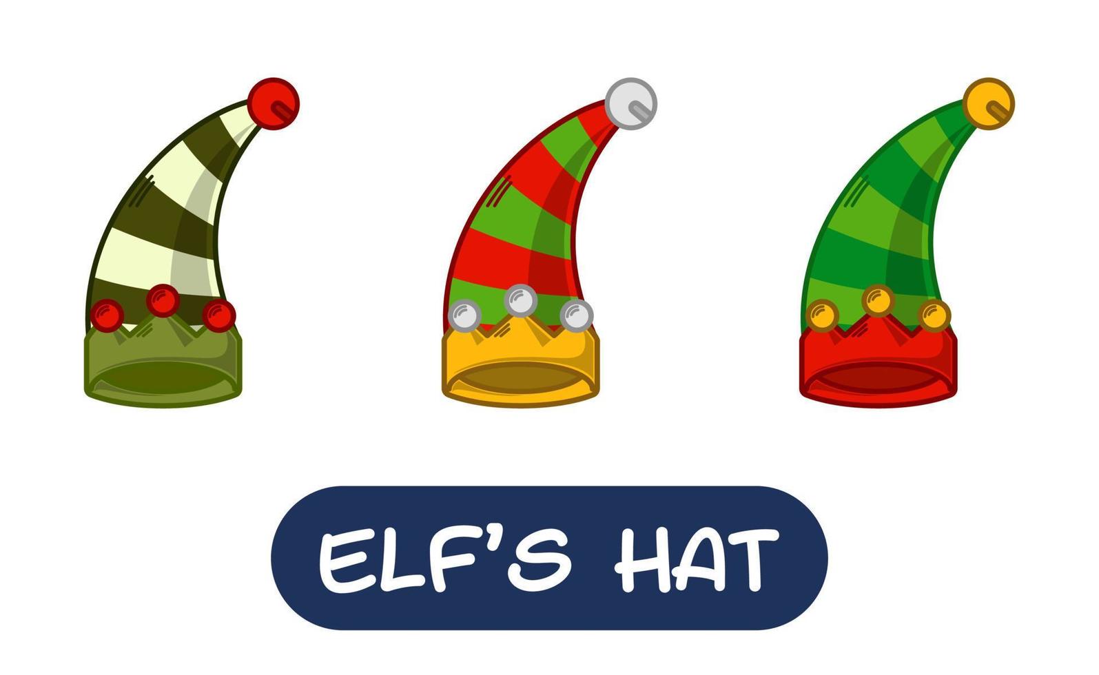 Cartoon Elf Hat Illustration. Set of Variation Colors. EPS 10 Vector