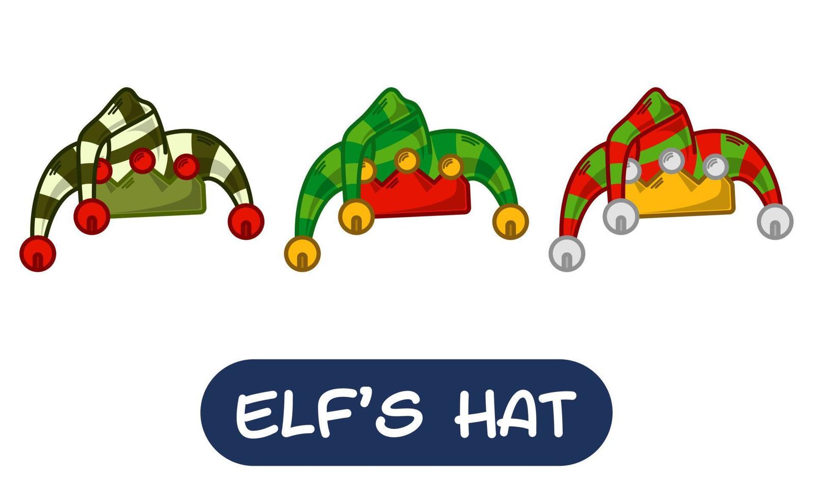 Cartoon Elf Hat Illustration. Set of Variation Colors. EPS 10 Vector