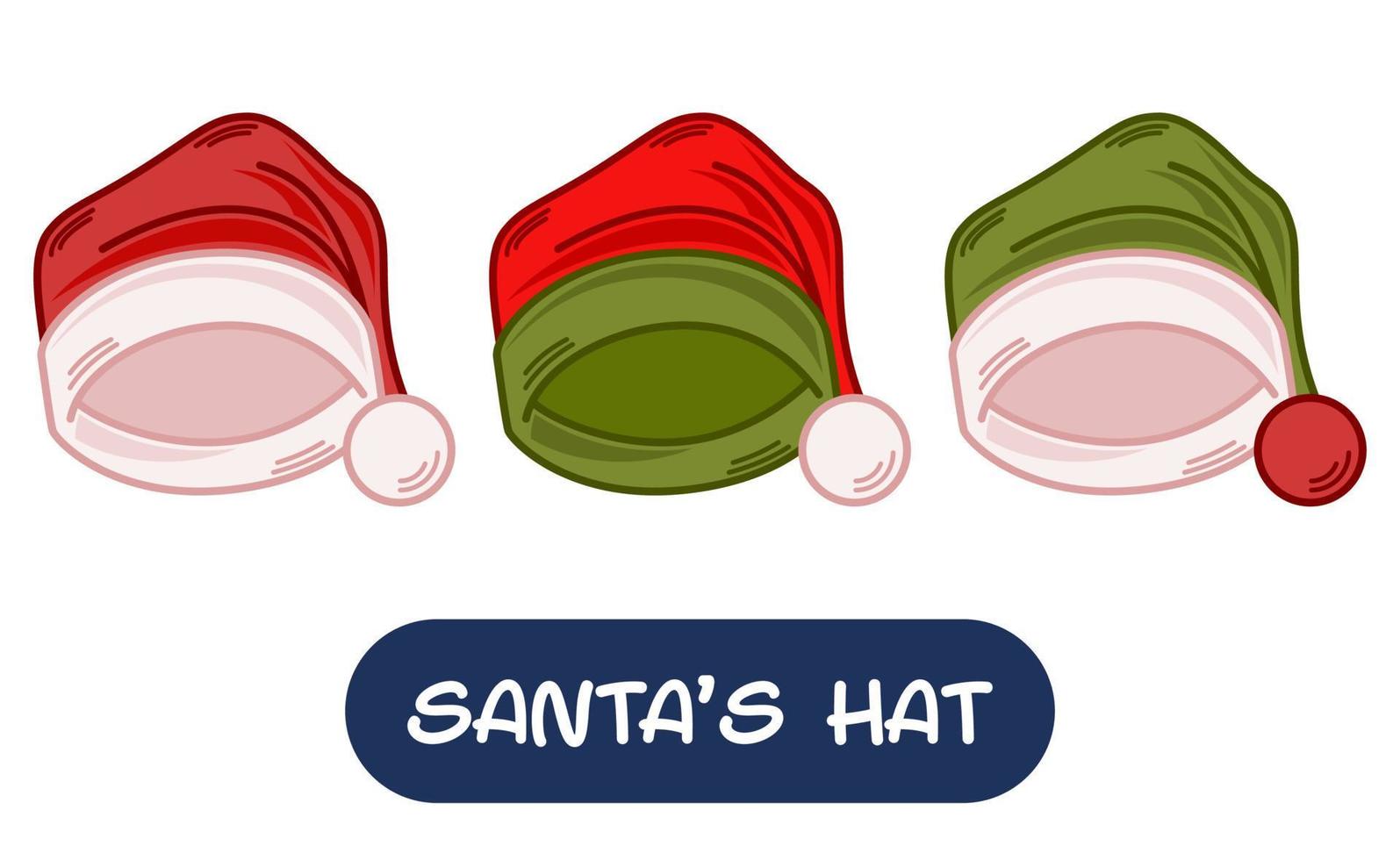 Cartoon Santa Hat Illustration. Set of Variation Colors. EPS 10 Vector