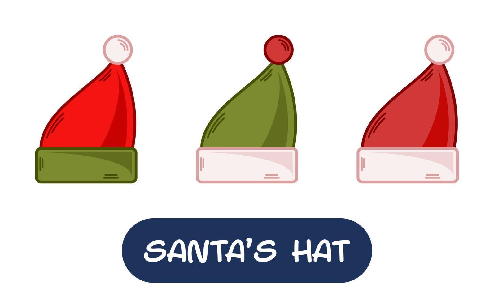 Cartoon Santa Hat Illustration. Set of Variation Colors. EPS 10 Vector