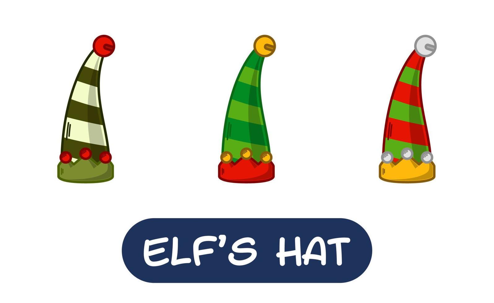 Cartoon Elf Hat Illustration. Set of Variation Colors. EPS 10 Vector