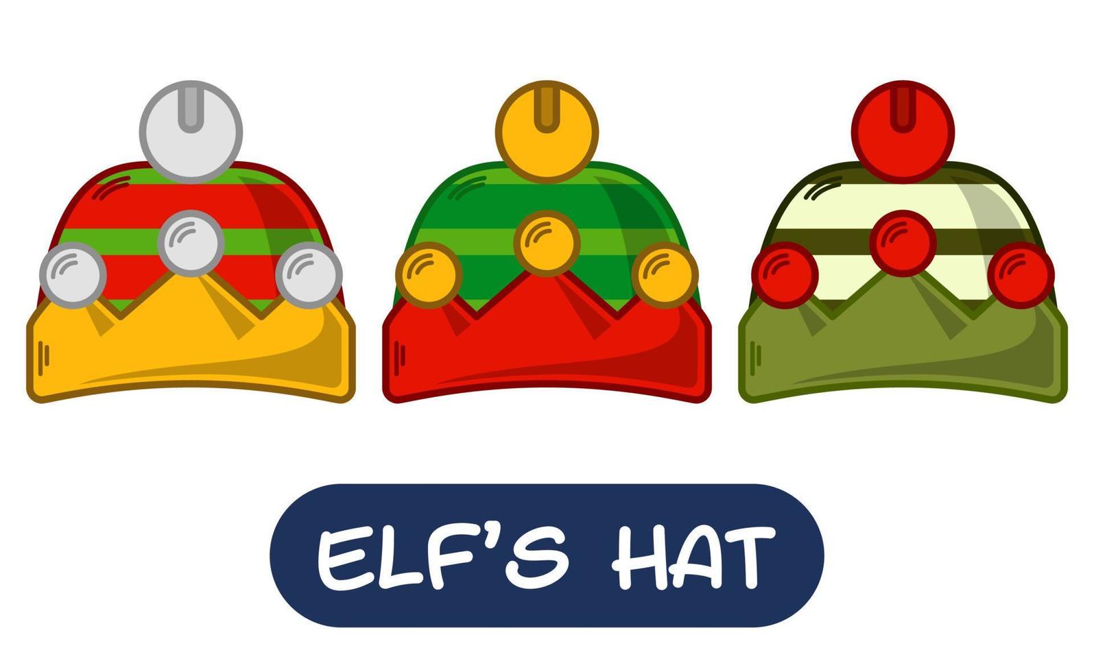 Cartoon Elf Hat Illustration. Set of Variation Colors. EPS 10 Vector