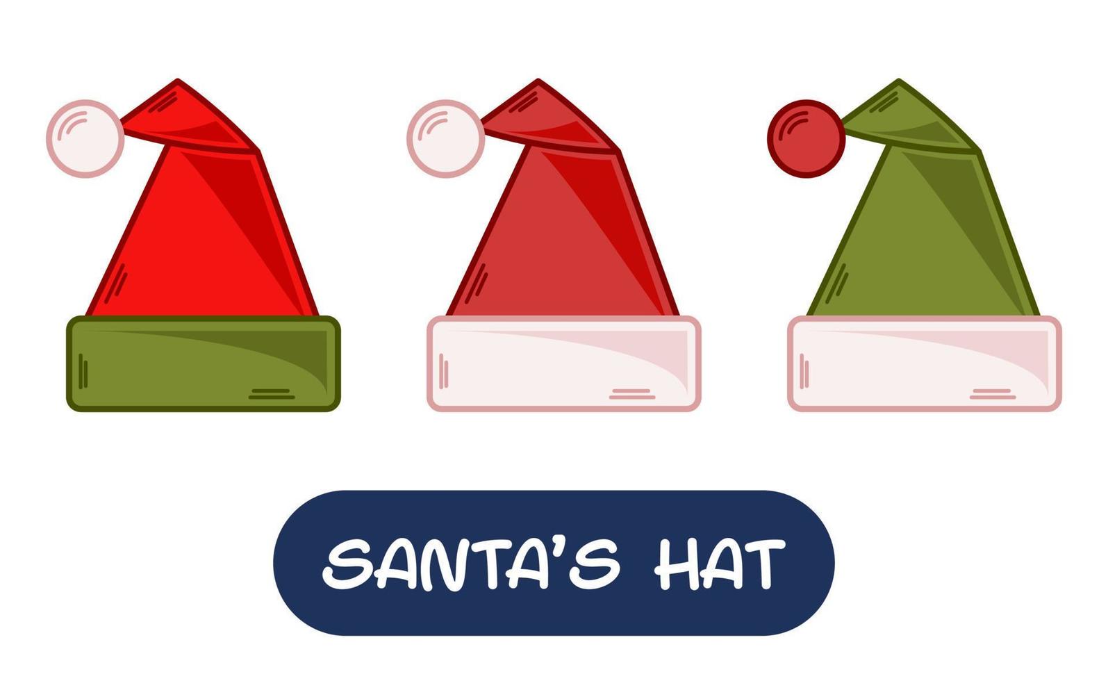 Cartoon Santa Hat Illustration. Set of Variation Colors. EPS 10 Vector