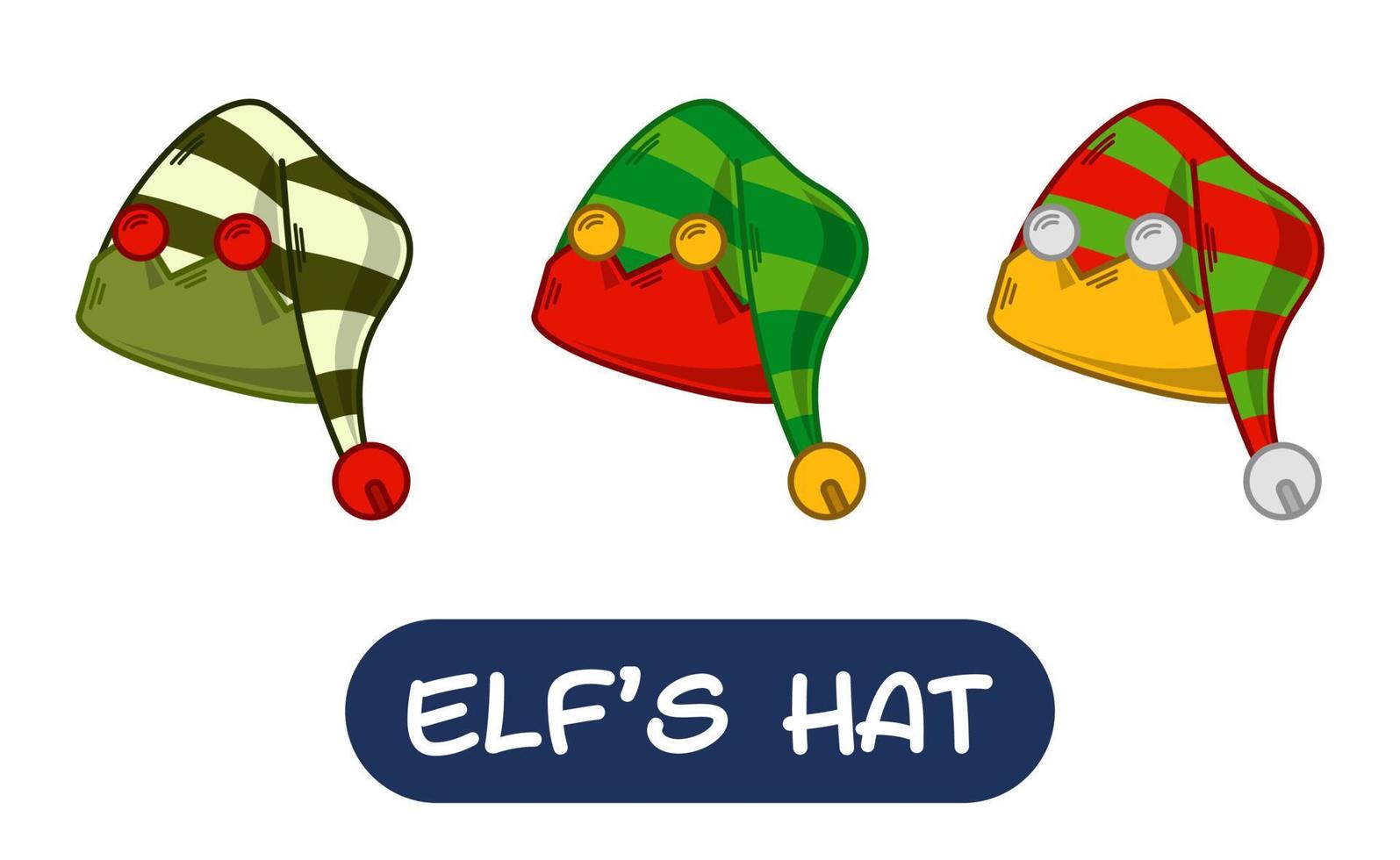 Cartoon Elf Hat Illustration. Set of Variation Colors. EPS 10 Vector