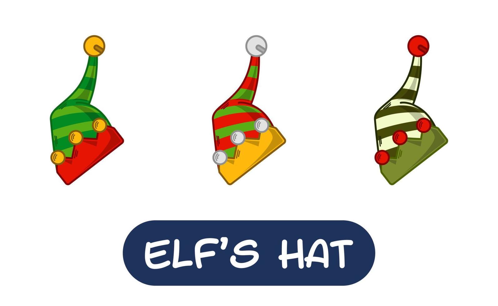 Cartoon Elf Hat Illustration. Set of Variation Colors. EPS 10 Vector