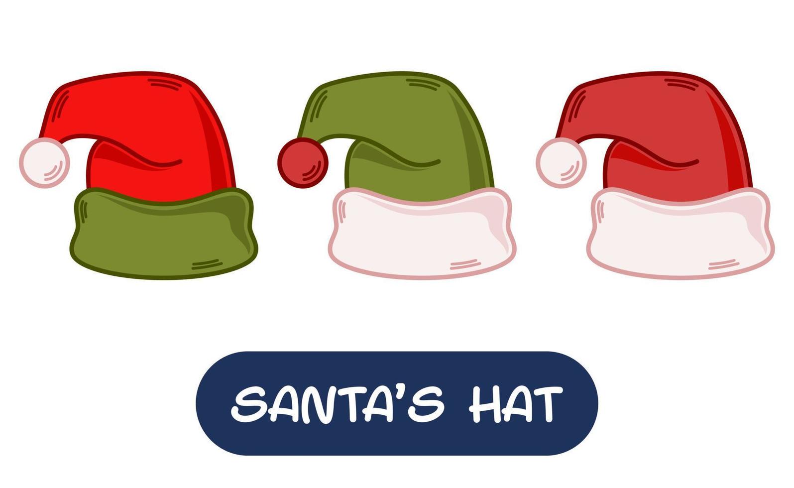 Cartoon Santa Hat Illustration. Set of Variation Colors. EPS 10 Vector