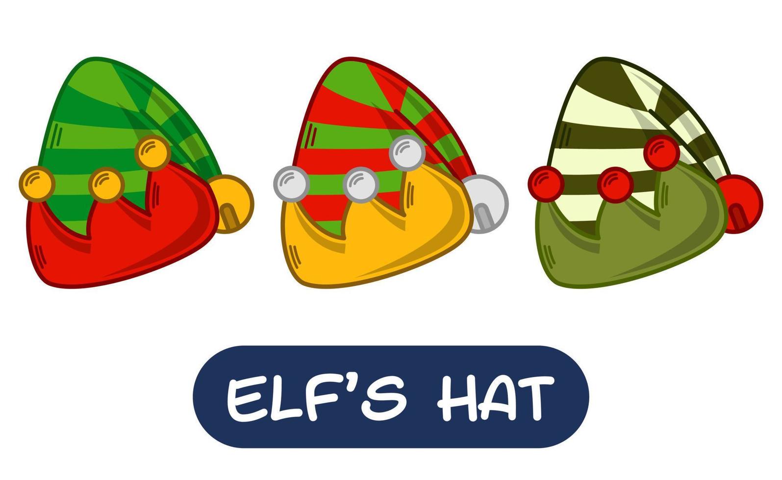 ilustración de sombrero de elfo de dibujos animados. conjunto de colores de variación. 10 pasos vectoriales vector