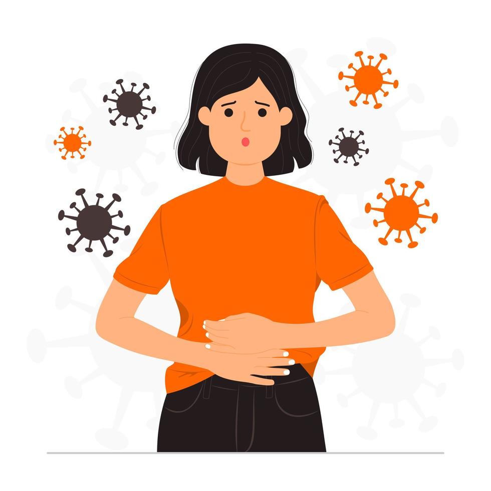 Woman having stomach ache illustration vector