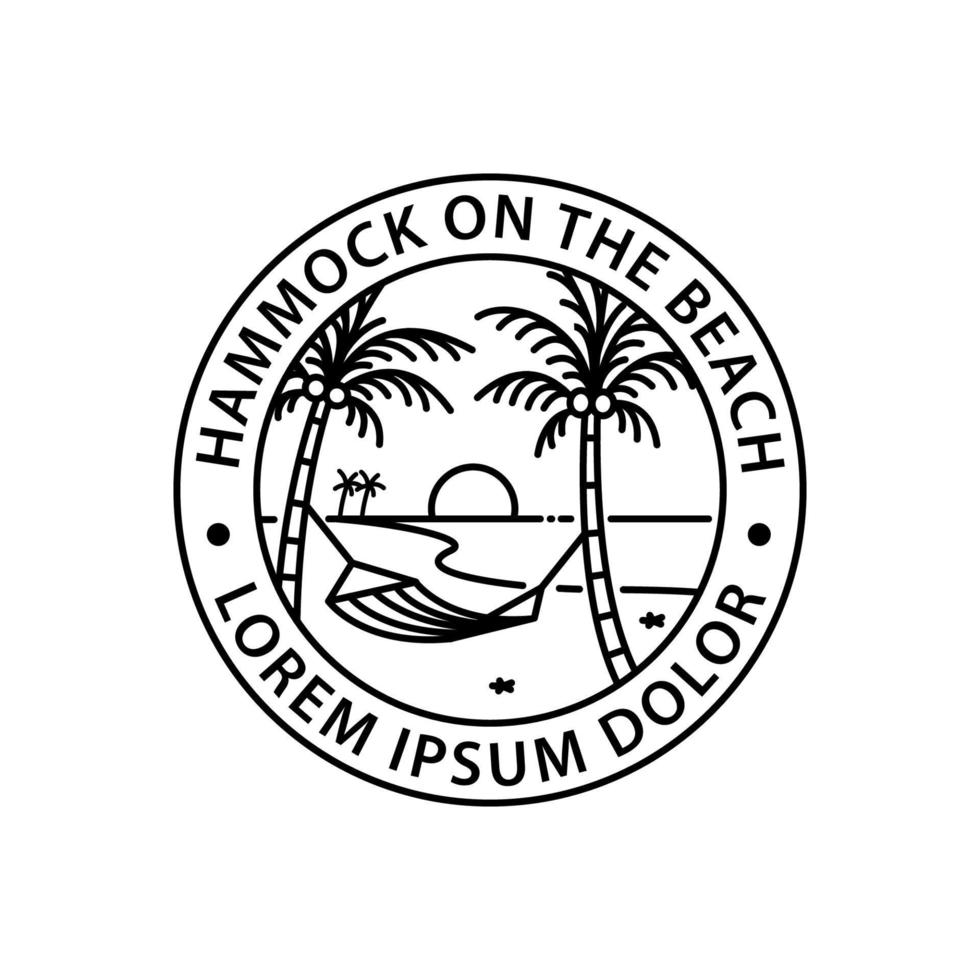 hammock logo round symbol stamp style outline vector design
