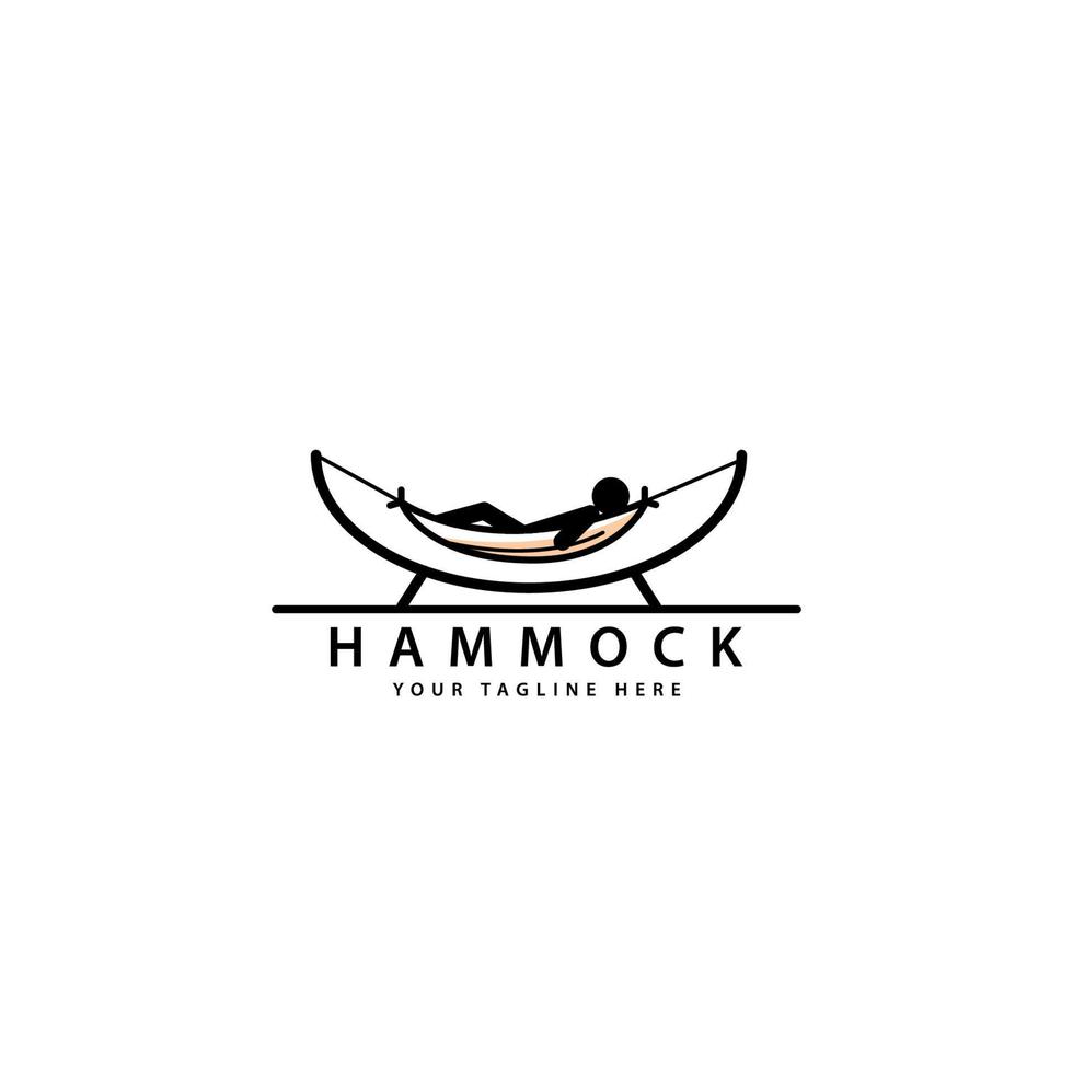Silhouette hammock logo design, a place to relax while on vacation vector