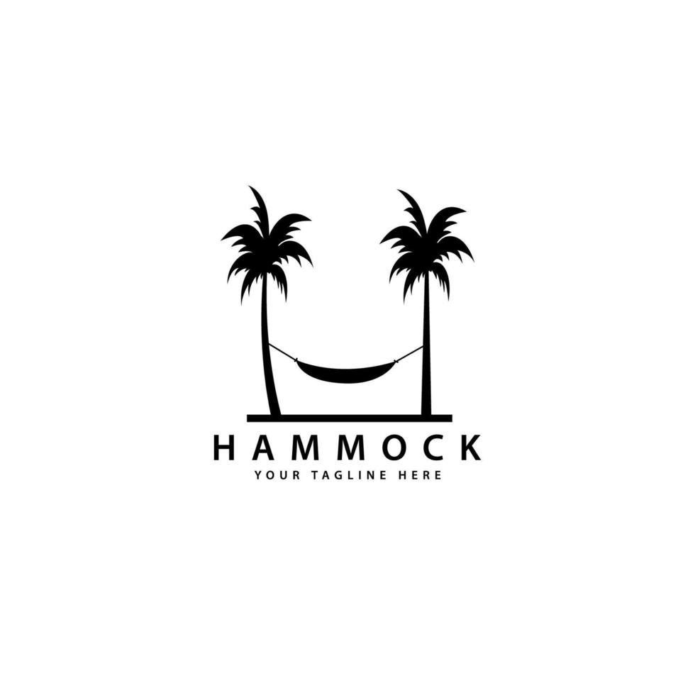 hammock logo design with outdoor palm trees vector