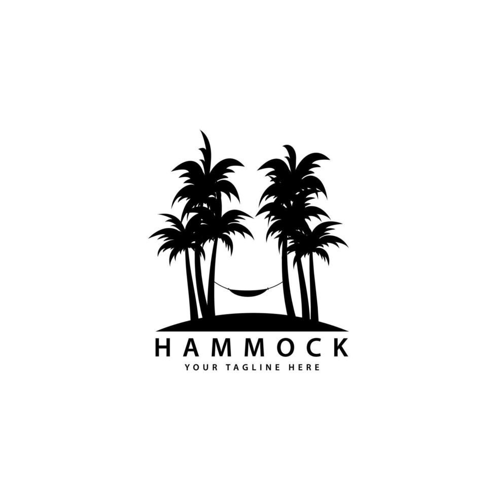 hammock logo design with outdoor palm trees vector