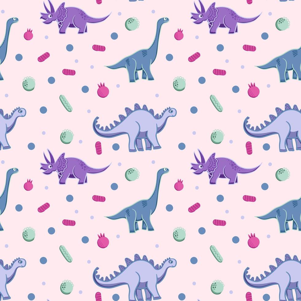 fondo de dinosaurio. patrón sin costuras con dinosaurios, patrón de bebé. linda textura vectorial para ropa de cama para niños, tela, papel pintado, papel para envolver, textil, estampado de camisetas. estilo de dibujos animados, vectorial. vector