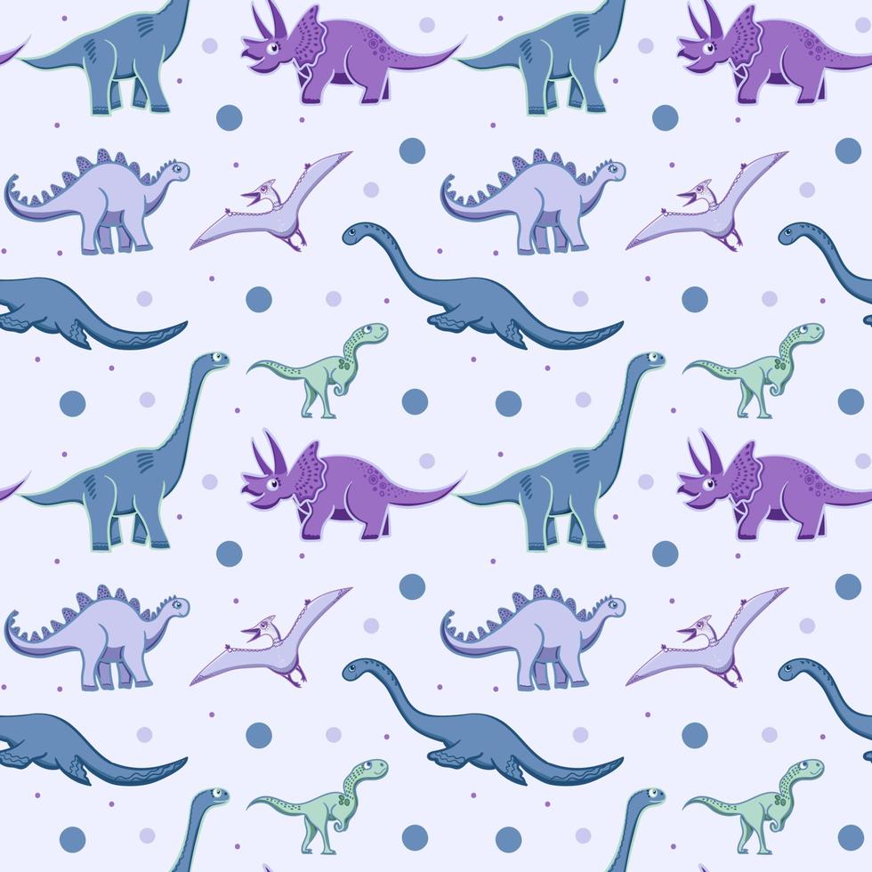 fondo de dinosaurio. patrón sin costuras con dinosaurios, patrón de bebé. linda textura vectorial para ropa de cama para niños, tela, papel pintado, papel para envolver, textil, estampado de camisetas. estilo de dibujos animados, vectorial. vector