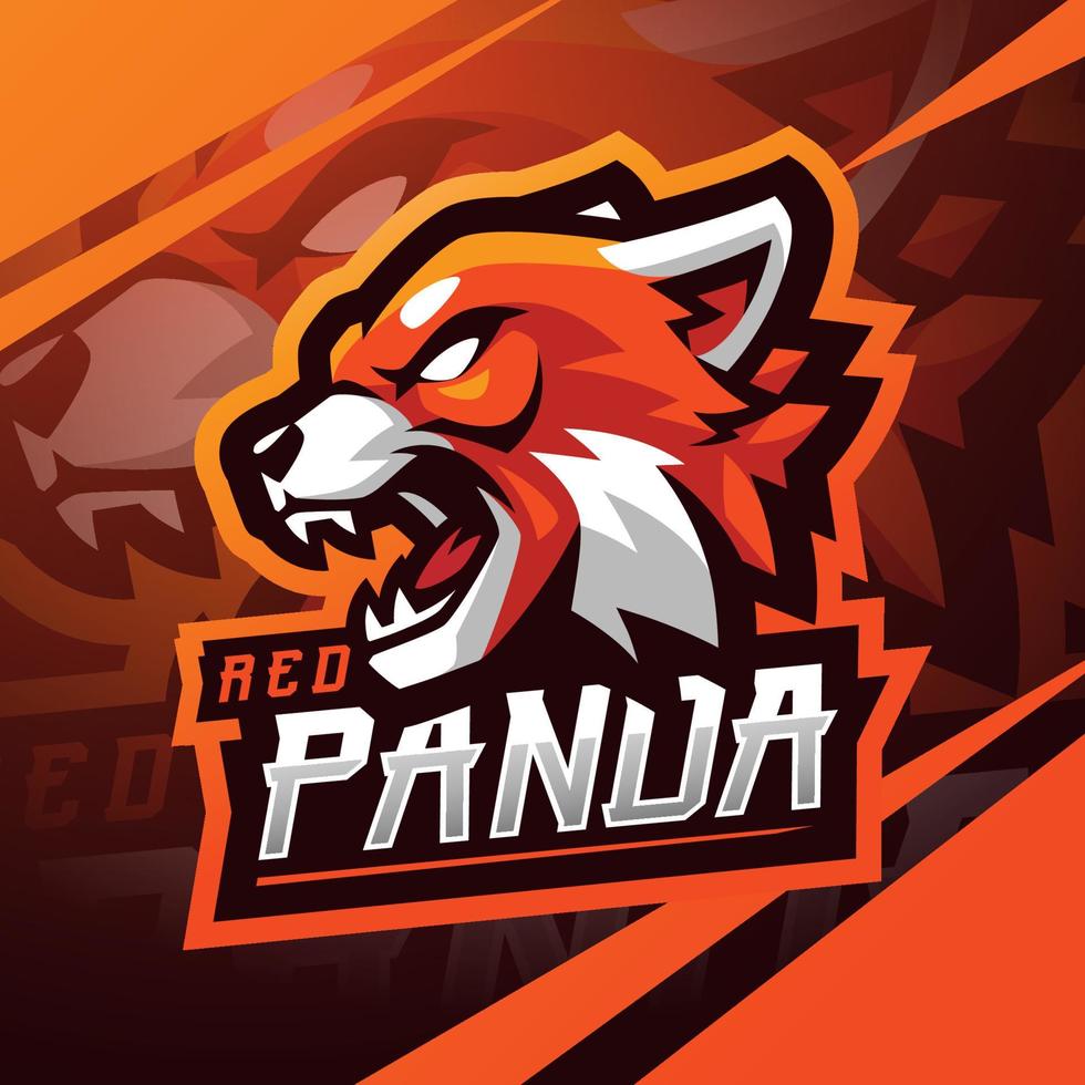 Red panda head esport mascot logo design vector