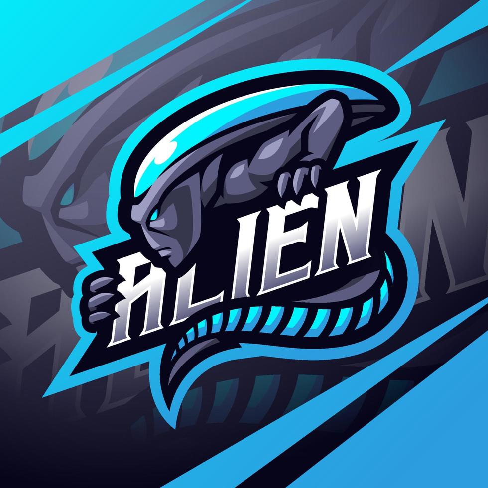 Alien esport mascot logo design vector