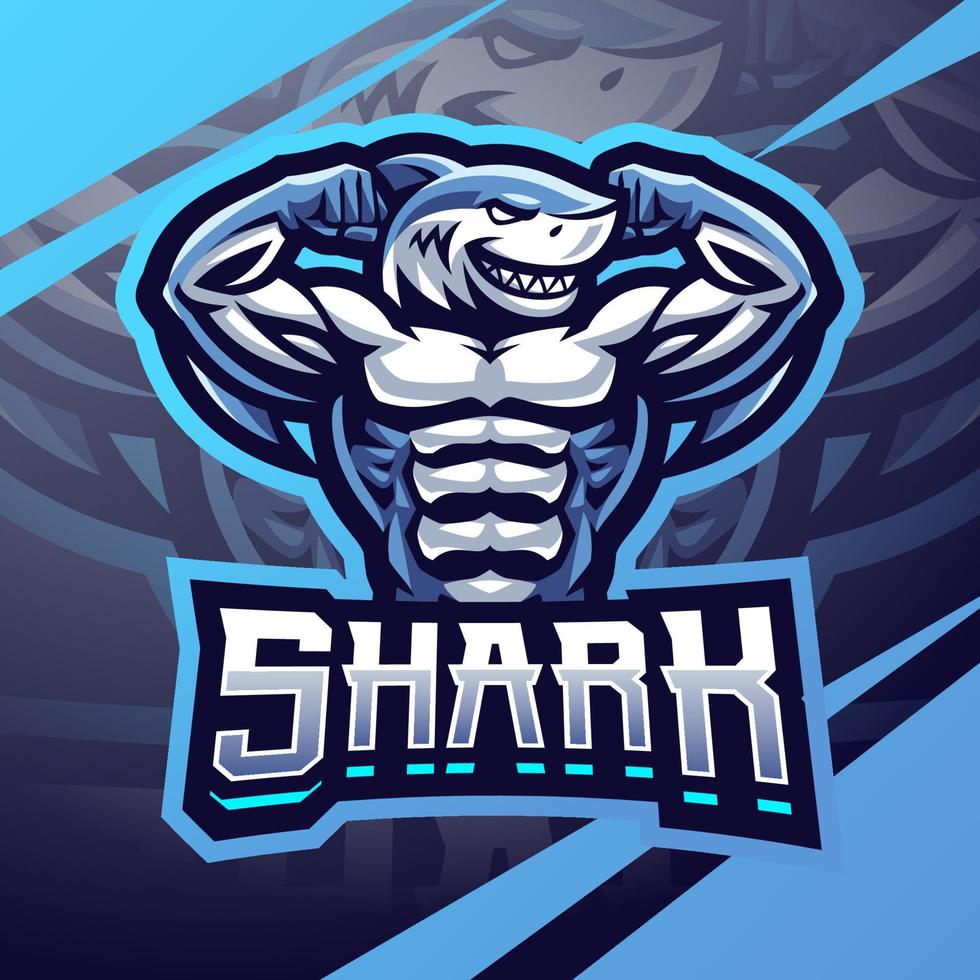 Gym shark esport mascot logo vector