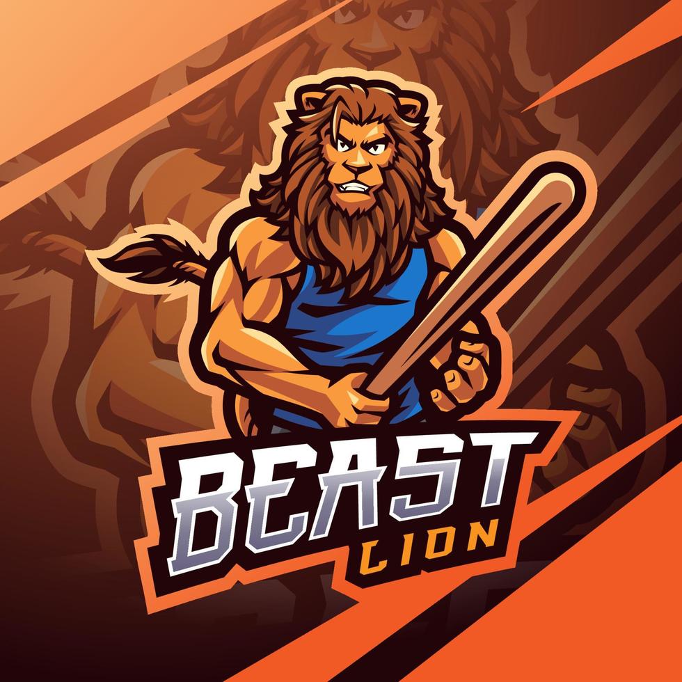 Beast lion esport mascot logo design vector