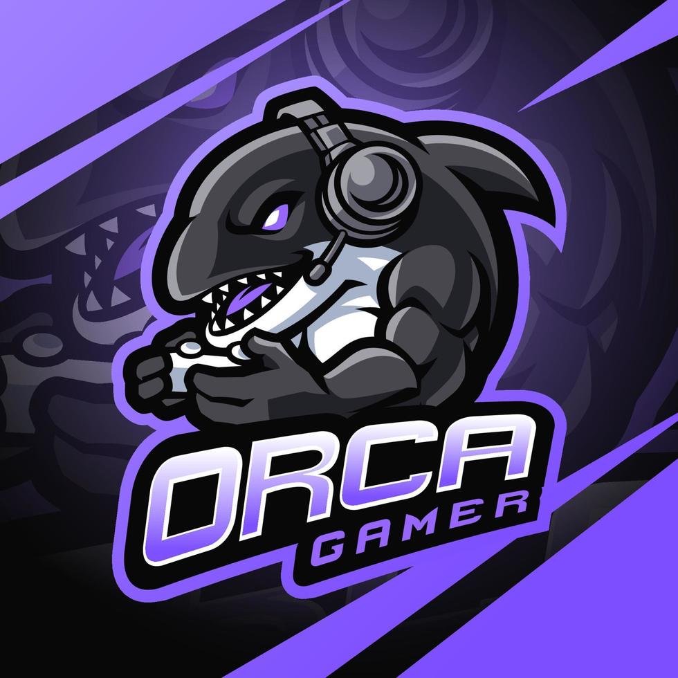 diseño de logotipo de mascota orca gamer esport vector