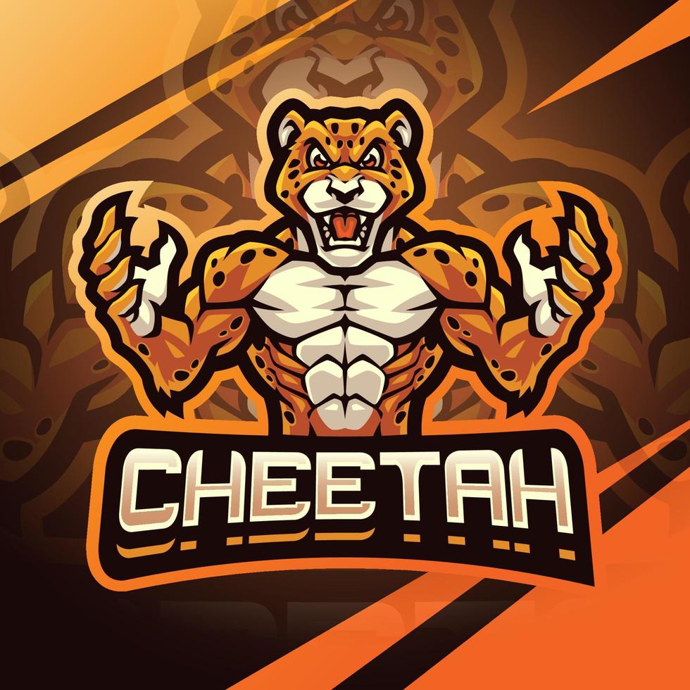 diseño de logotipo de mascota de esport de luchador de guepardo vector