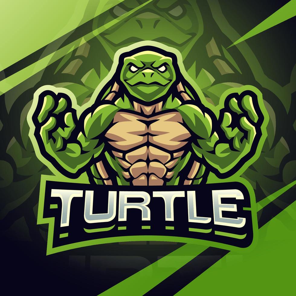 Turtle fighter esport mascot logo design vector