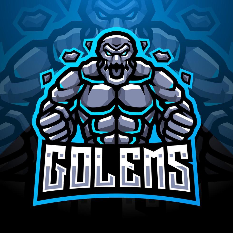 diseño del logotipo de la mascota golems esport vector