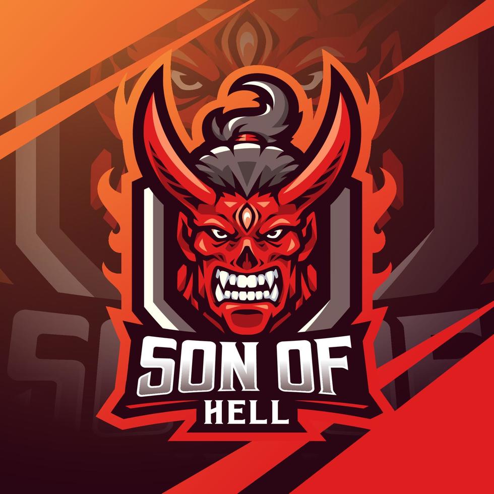 Son of hell head esport mascot logo design vector