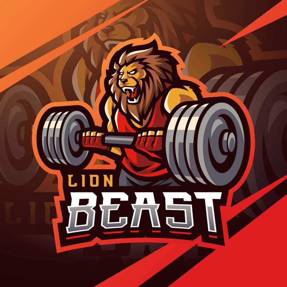 Lion beast gym esport mascot logo vector