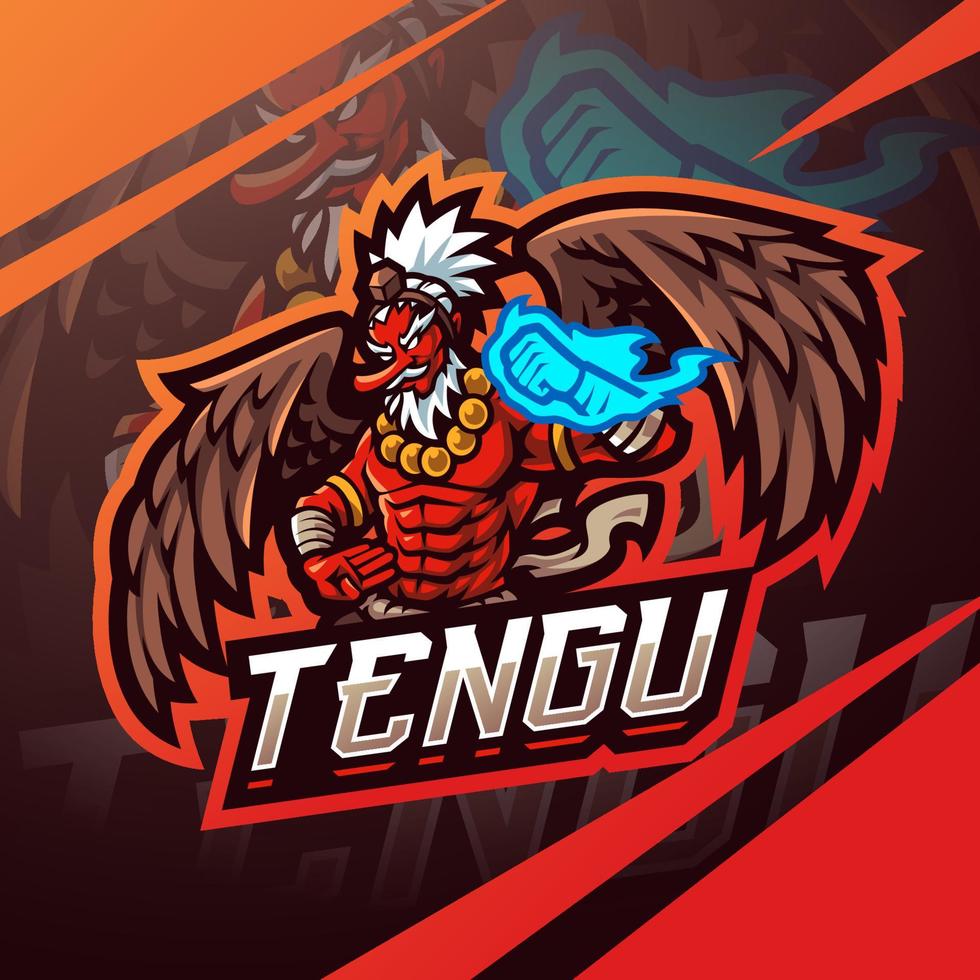 Tengu esport mascot logo design vector