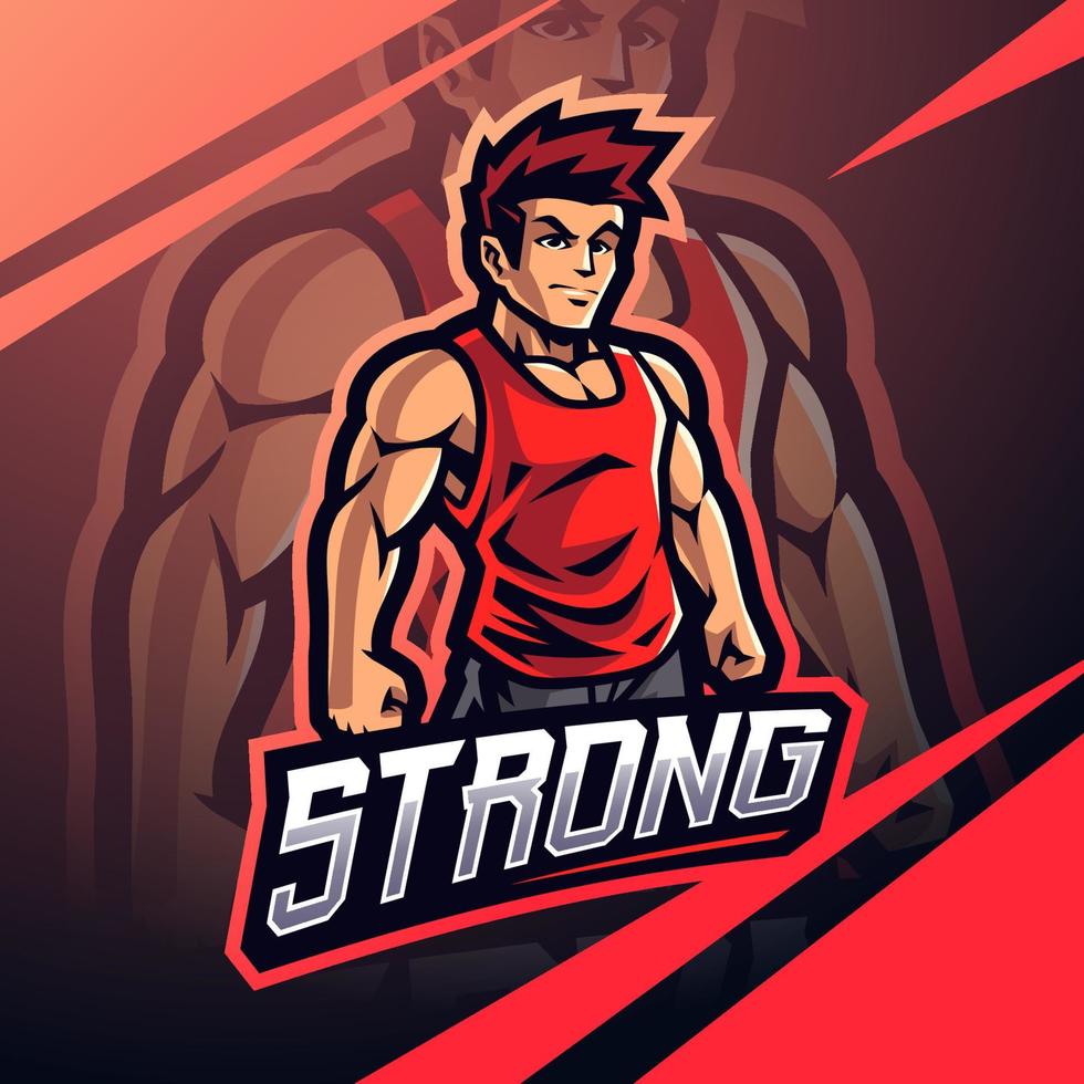 Strong man mascot logo design vector