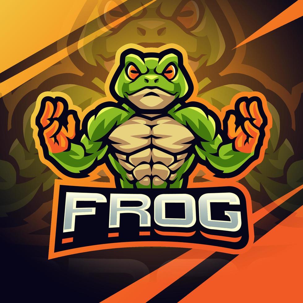 Frog fighter esport logo design vector