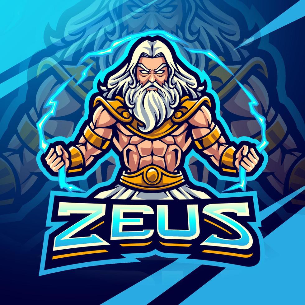 diseño de logotipo de la mascota zeus esport vector