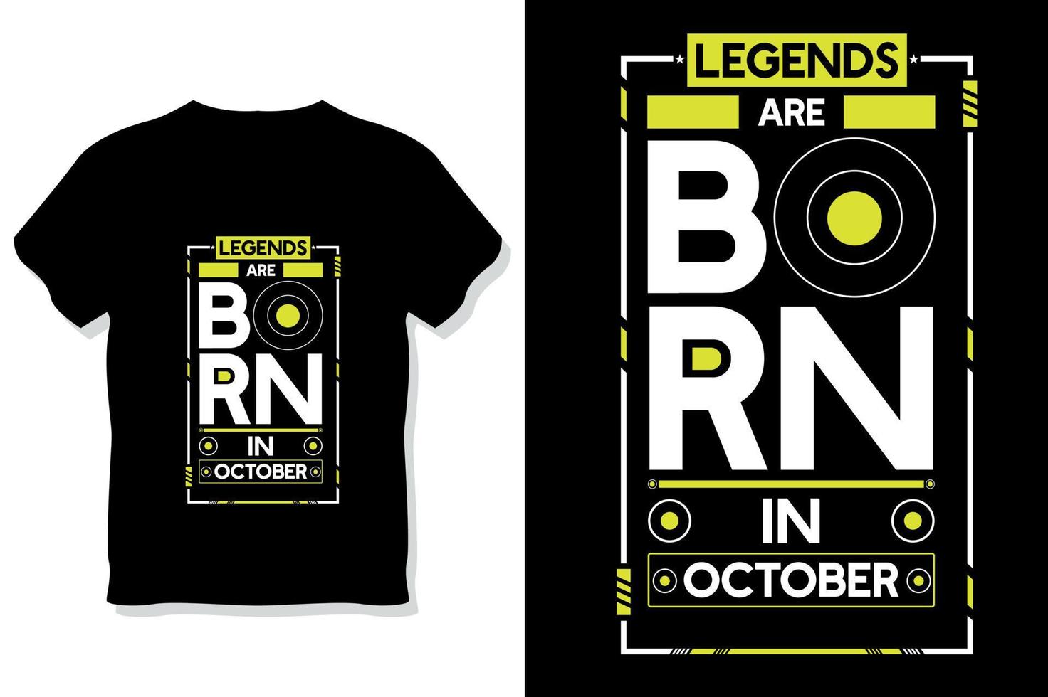 las leyendas nacen en octubre diseño de camiseta con citas de cumpleaños vector