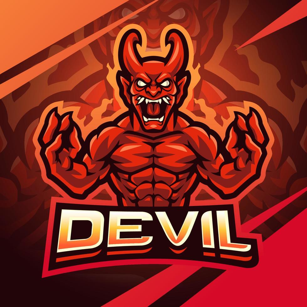 Devil fighter esport mascot logo design vector